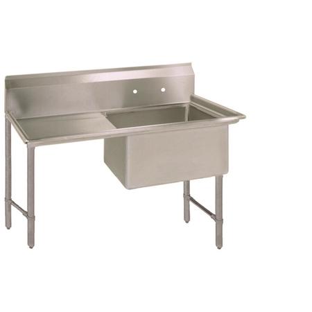 BK RESOURCES 29.5 in W x 52.8125 in L x Free Standing, Stainless Steel, One Compartment Sink 16 Gauge BKS6-1-24-14-24LS